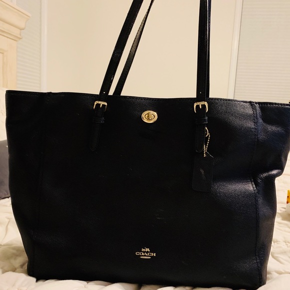 XLarge COACH BLACK DIAPER BAG LEATHER - Picture 1 of 4
